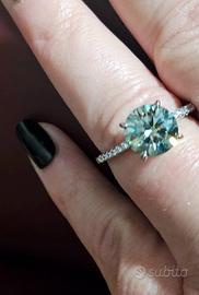Anello argento e moissanite tg 19 mm