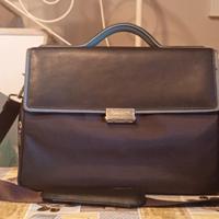 Borsa da lavoro in pelle e tessuto