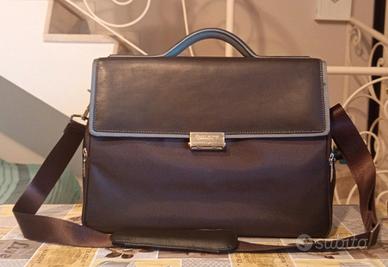 Borsa da lavoro in pelle e tessuto