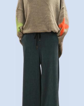Pullover oversize + Pantaloni Wide Leg velluto
