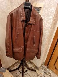 Giaccone da uomo in pelle marrone