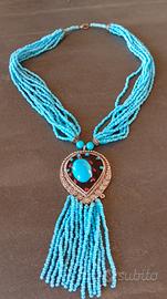 Collana artigianale stile etnico -  lunga 37 cm. 