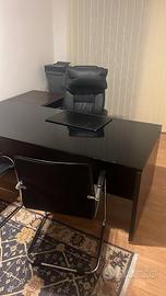 Scrivania angolare piano di cristallo