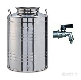 BIDONE FUSTO CONTENITORE ACCIAIO INOX PER OLIO