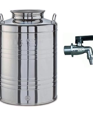 BIDONE FUSTO CONTENITORE ACCIAIO INOX PER OLIO