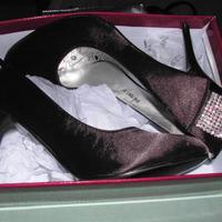 Scarpe sera-cerimonia raso nere con strass misura