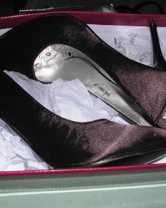 Scarpe sera-cerimonia raso nere con strass misura