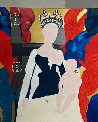 Grande tela Madonna con bambino in  acrilico