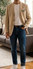 Giacca Uomo 100% Puro Lino - Beige  - L,XL Nuovo 