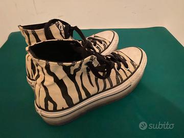 Converse alte donna taglia 37 colir bianco nero