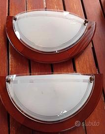 plafoniere da parete a mezzaluna in legno e vetro 