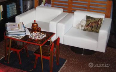 Poltrona CRISTIAN in Pelle Bianco 65x65 cm - NUOVO