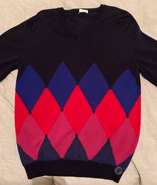 Maglia Ballantyne lana blu a losanghe taglia 50
