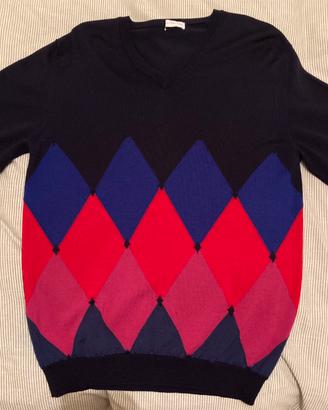 Maglia Ballantyne lana blu a losanghe taglia 50