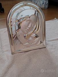 Icona quadro argento 925 Madonna Madre con bambino