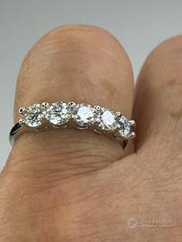 Anello argento S925 con 5 moissaniti