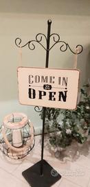 Cartello piedistallo open/closed vintage
