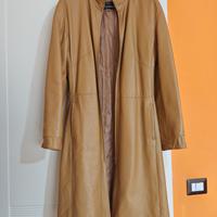 cappotto donna lungo in vera pelle beige