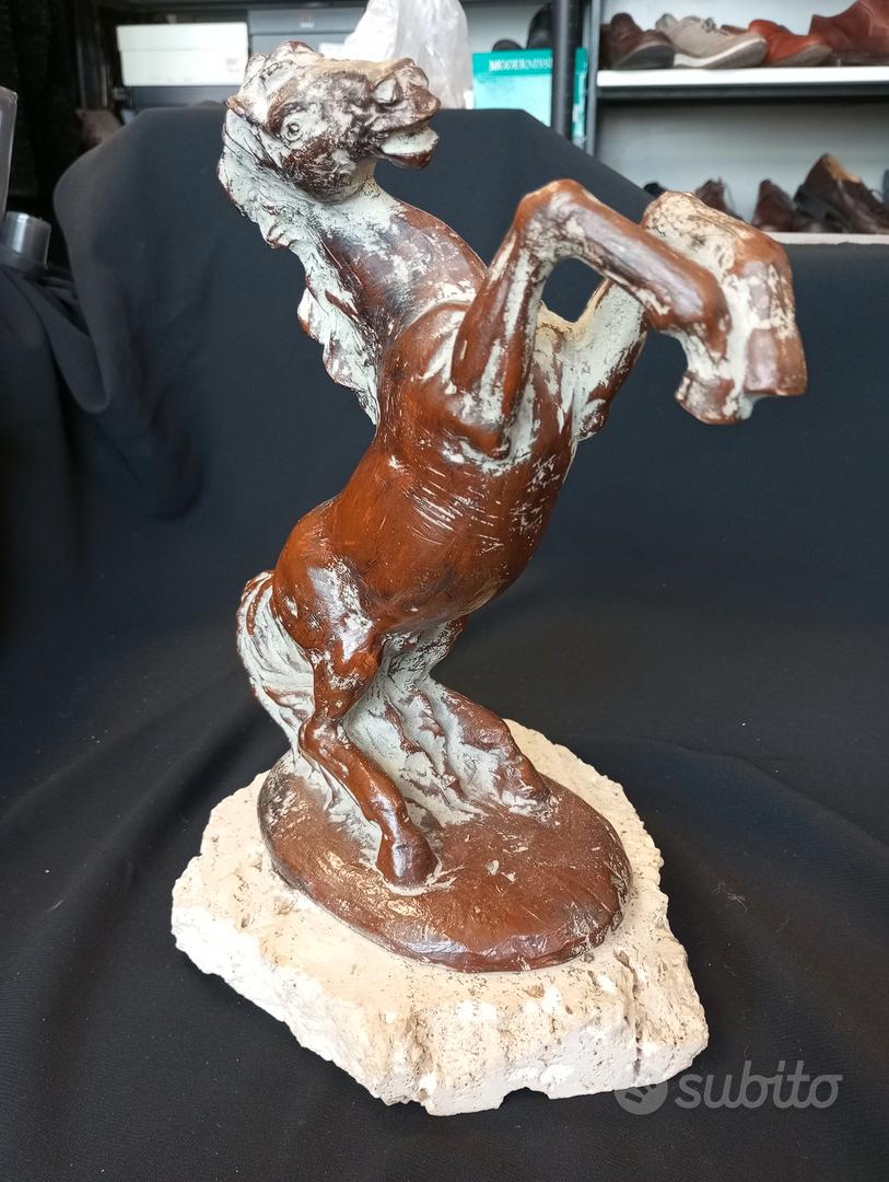 Statuetta Cavallo A Dondolo In Legno - Decorazione Rosa Perlato, 24.5x6x23.5 Cm, Per Mensola O Scrivania
