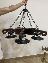 Lampadario a sospensione in legno