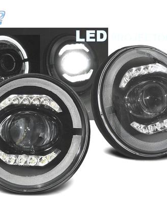 FARI JEEP WRANGLER 96-18 ANGEL EYES FULL LED NERO