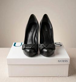 Decollete GUESS Nere Pelle Fiocco Tacco 39