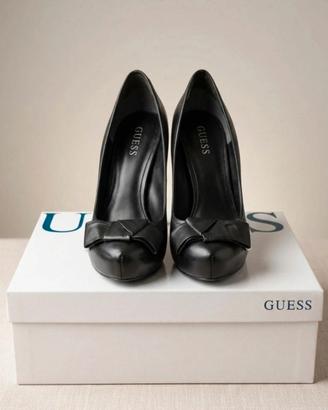 Decollete GUESS Nere Pelle Fiocco Tacco 39