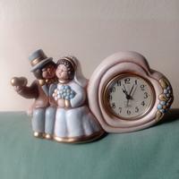 COPPIA  SPOSINI  CON  OROLOGIO     CERAMICA "THUN"
