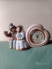 COPPIA  DI  SPOSI   CON  OROLOGIO - SVEGLIA •THUN•