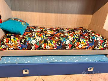 Letto  completo con cassetto con secondo materasso
