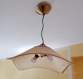 Lampadario in fibra e ottone Gregorietti Lamperti