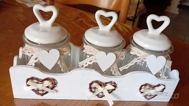 Set 3 barattoli ml 250,  shabby chic