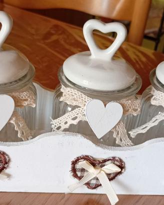 Set 3 barattoli ml 250,  shabby chic