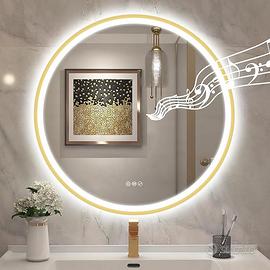 Specchio Rotondo Bagno con Luce e Bluetooth