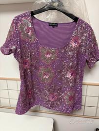 Maglia elegante donna con paillettes sul  davanti