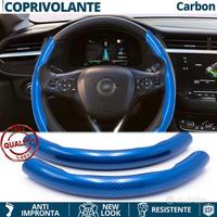 COPRIVOLANTE per OPEL Effetto FIBRA CARBONIO Blu
