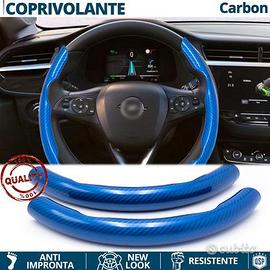 COPRIVOLANTE per OPEL Effetto FIBRA CARBONIO Blu
