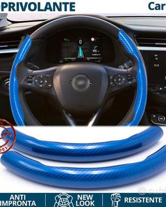 COPRIVOLANTE per OPEL Effetto FIBRA CARBONIO Blu