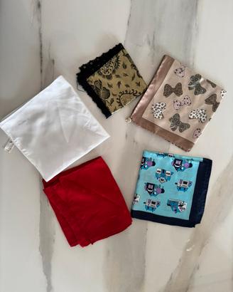 Set di 5 foulard donna, in seta e poliestere