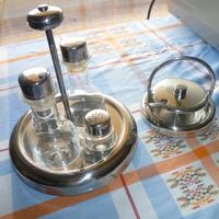 Formaggera e Menage Oliera in acciaio e vetro