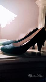 scarpe blu con tacco mai usate