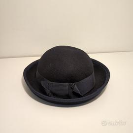 Cappello bombetta vintage da bambina – blu scuro