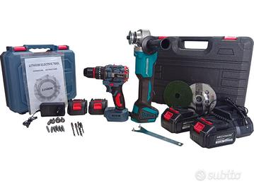 Smerigliatrice angolare a batteria+Trapano 