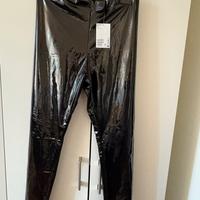 Leggings Signore Nero in jersey lucido laccato