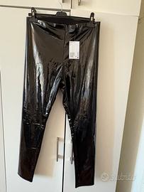 Leggings Signore Nero in jersey lucido laccato