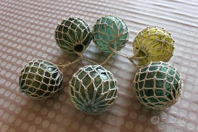 6 antichi galleggianti norvegesi in vetro