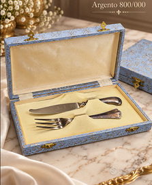 Coppia Di Posate Dessert In Argento 800-000 Usato