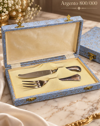 Coppia Di Posate Dessert In Argento 800-000 Usato