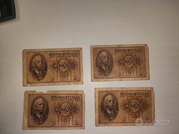 Banconote da 5 lire Impero Regno d'Italia 1940