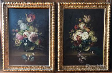 Coppia dipinti O.Campagnari (vaso con fiori)